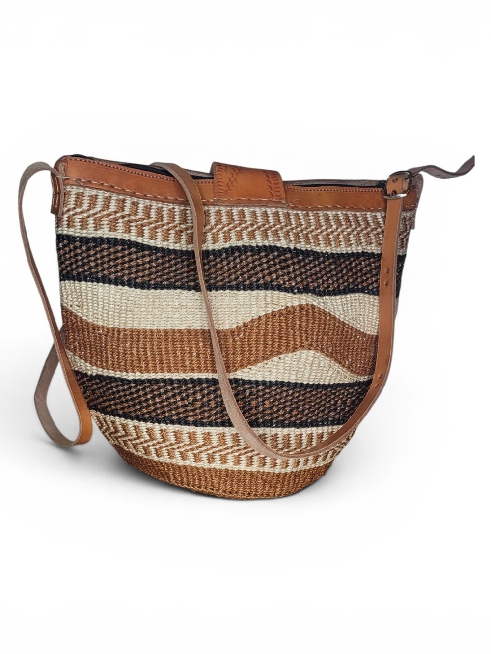 Natural Sisal Woven Basket Bag Shoulder / Crossbody Bag - Picture 2 of 7
